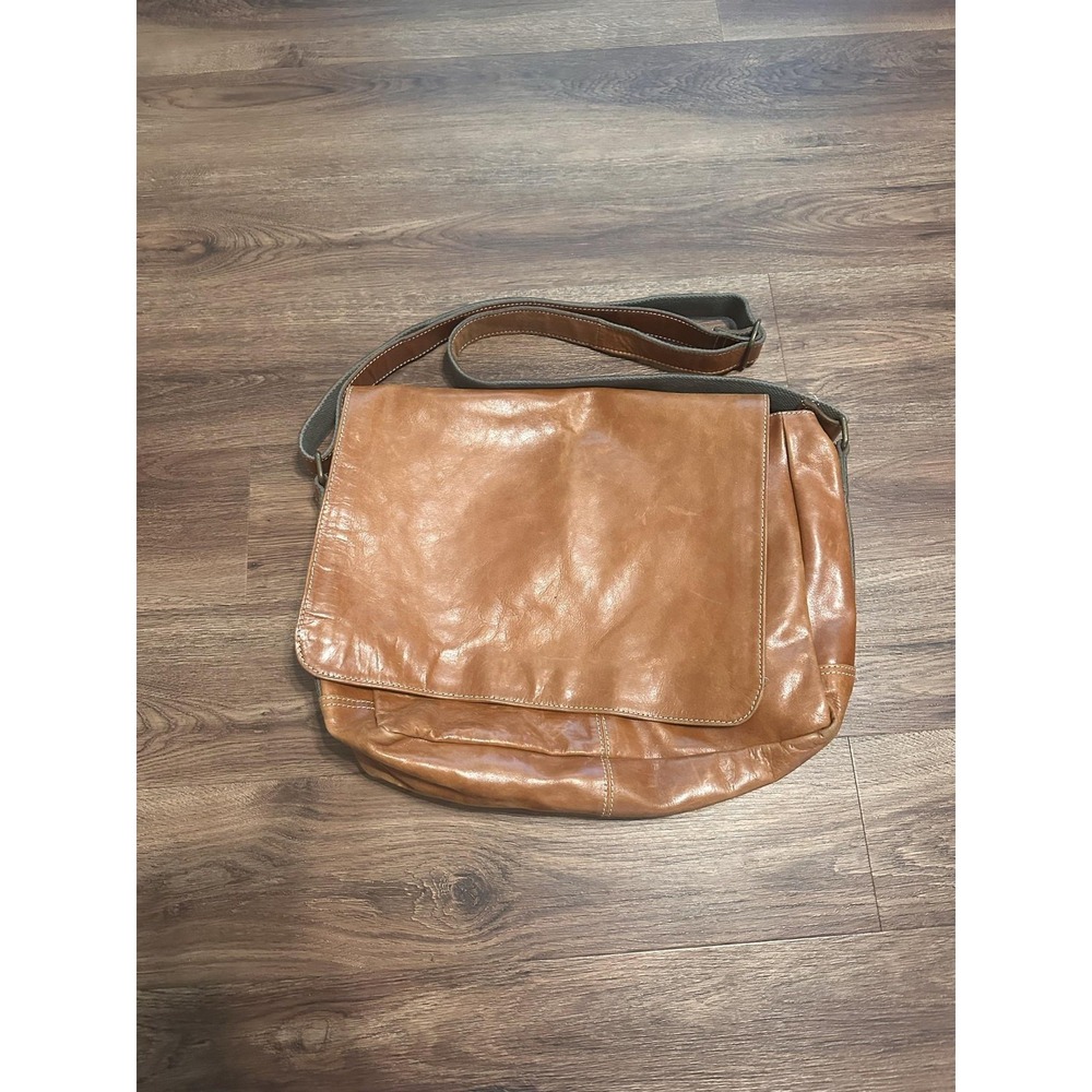 Fossil Messenger Bag Mens Large Brown Leather Crossbody Organizer Shoulder